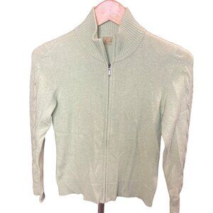 Caslon Light Green Mock Neck 1/4 Zip Long Sleeve Cashmere Sweater Sz XS